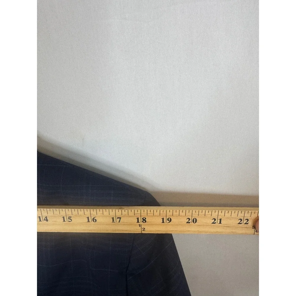 Sondergaard Copenhagen Mens 42R Slim Fit Navy Blue Windowpane Plaid Blazer